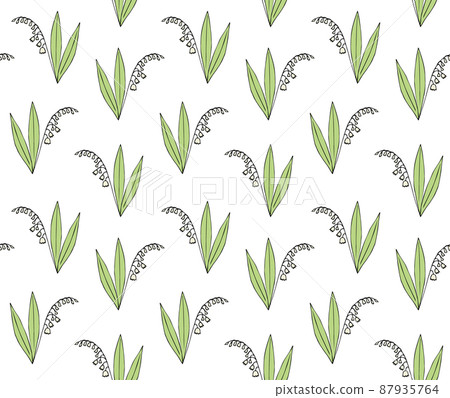Vector seamless pattern of lily of the valley - Stock Illustration