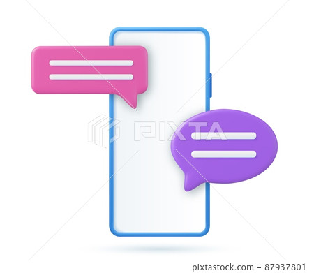 3D render smartphone with floating chat 87937801