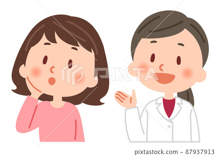 一位醫生在做解釋，一位女士在聽解釋 87937913