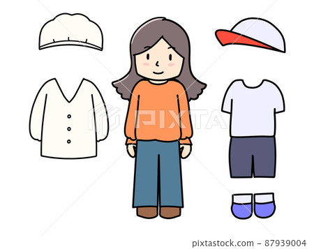 在學校換衣服 學校生活 小學女生的插圖 在學校換衣服 學校生活 小學女生的插圖 87939004