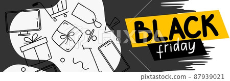 Banner Black Friday Shopping shopping sale hand drawn doodle Vector illustration Banner Black Friday Shopping shopping sale hand drawn doodle Vector illustration 87939021