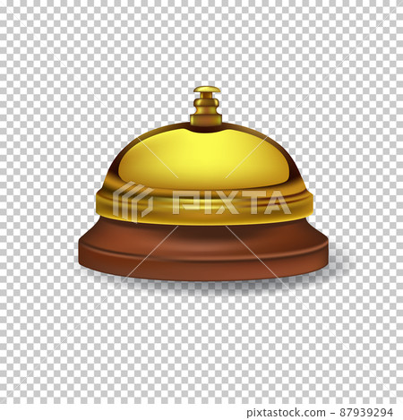 Vector realistic gold reception bell isolated on transparent background. Vector realistic gold reception bell isolated on transparent background. 87939294