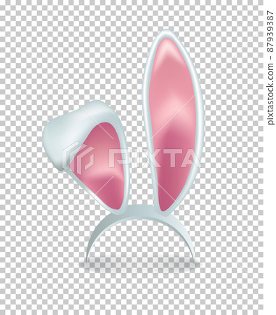 Vector pink rabbit ears isolated on transparent background. 87939387