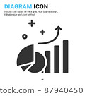 Diagram icon vector with glyph style isolated on white background. Vector illustration chart, graph sign symbol icon concept for business, finance, industry, company, apps, web and all project 87940450