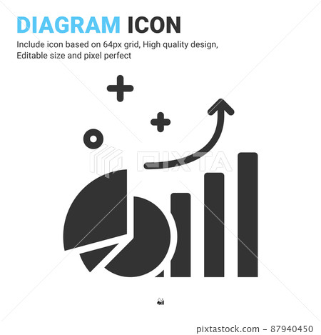 Diagram icon vector with glyph style isolated on white background. Vector illustration chart, graph sign symbol icon concept for business, finance, industry, company, apps, web and all project Diagram icon vector with glyph style isolated on white background. Vector illustration chart, graph sign symbol icon concept for business, finance, industry, company, apps, web and all project 87940450