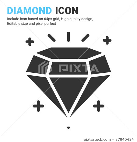 Diamond icon vector with glyph style isolated on white background. Vector illustration jewellery sign symbol icon concept for digital business, finance, industry, company, apps and project Diamond icon vector with glyph style isolated on white background. Vector illustration jewellery sign symbol icon concept for digital business, finance, industry, company, apps and project 87940454