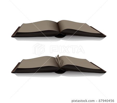 Vintage book and book with missing pages isolated on white. Vector illustration. 87940456