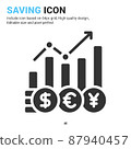 Exchange rate icon vector with glyph style isolated on white background. Vector illustration graph sign symbol icon concept for business, finance, industry, company, apps, web and all project 87940457