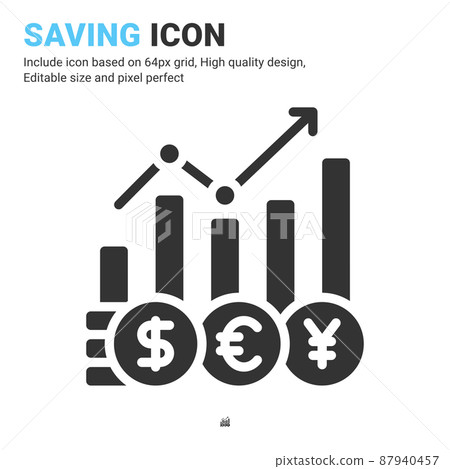 Exchange rate icon vector with glyph style isolated on white background. Vector illustration graph sign symbol icon concept for business, finance, industry, company, apps, web and all project 87940457
