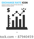Exchange rate icon vector with glyph style isolated on white background. Vector illustration graph sign symbol icon concept for business, finance, industry, company, apps, web and all project 87940459