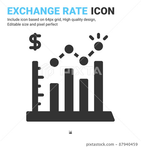 Exchange rate icon vector with glyph style isolated on white background. Vector illustration graph sign symbol icon concept for business, finance, industry, company, apps, web and all project Exchange rate icon vector with glyph style isolated on white background. Vector illustration graph sign symbol icon concept for business, finance, industry, company, apps, web and all project 87940459