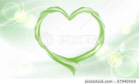 Soft green cloth, heart-shaped ring, abstract streamlined background image 87940569