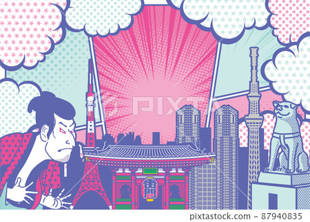 Background illustrations of tourist attractions in Tokyo 87940835