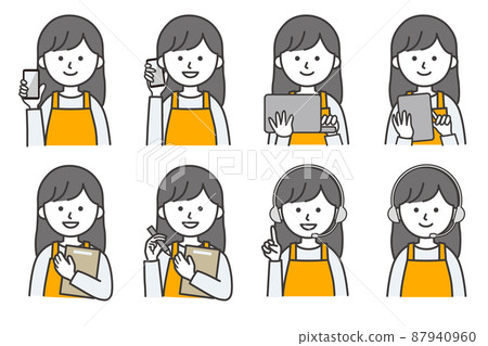 女圍裙人物插畫矢量 AI 素材 87940960