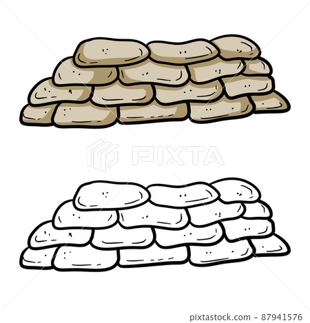 Barricade of sandbags. Fortified point Barricade of sandbags. Fortified point 87941576