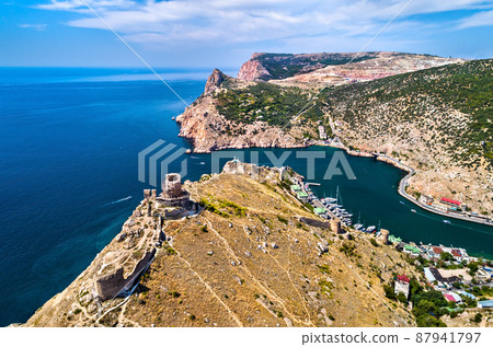 Cembalo Fortress above Balaklava Bay near Sevastopol in Crimea 87941797