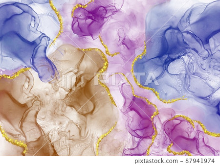 使用藍色、紫色、棕色作為墨水材料的大理石背景材料 使用藍色、紫色、棕色作為墨水材料的大理石背景材料 87941974