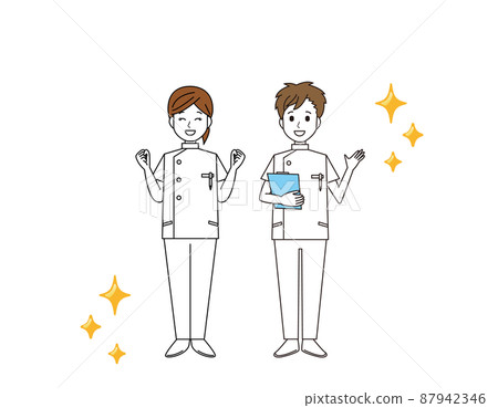 男性和女性護士、醫務人員的插圖 87942346