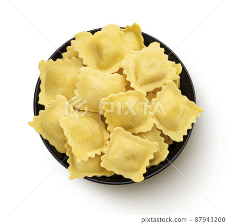 Ravioli isolated on white background, top view Ravioli isolated on white background, top view 87943200