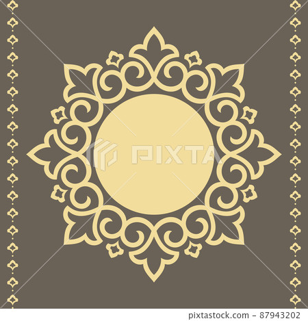 Decorative frame Elegant vector element for design in Eastern style, place for text. Floral golden and gray border. Lace illustration for invitations and greeting cards Decorative frame Elegant vector element for design in Eastern style, place for text. Floral golden and gray border. Lace illustration for invitations and greeting cards 87943202