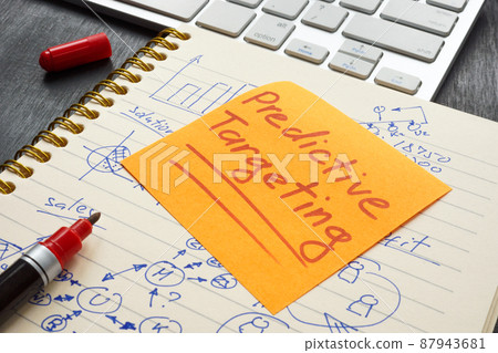 Predictive targeting memo on the notepad with marks. Predictive targeting memo on the notepad with marks. 87943681