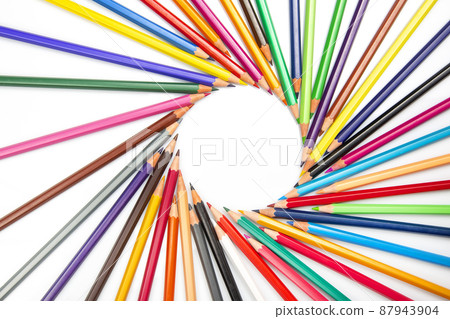 set of colored pencils for drawing on a white background. set of colored pencils for drawing on a white background. 87943904