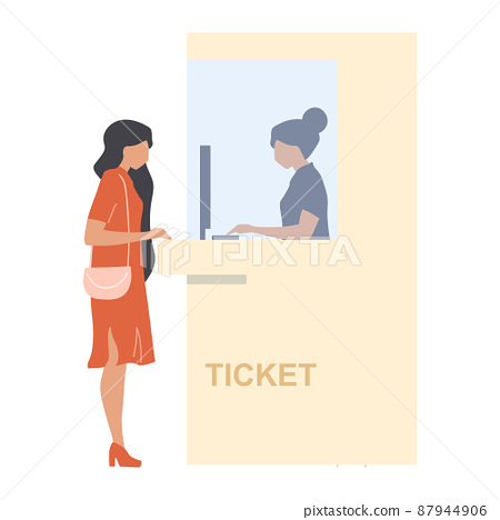 Woman purchasing ticket at box office semi flat... - Stock Illustration  [87944906] - PIXTA