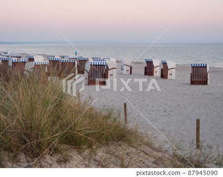 the beach of Binz at the german island of Ruegen the beach of Binz at the german island of Ruegen 87945090