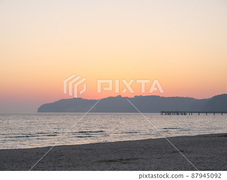 the beach of Binz at the german island of Ruegen the beach of Binz at the german island of Ruegen 87945092