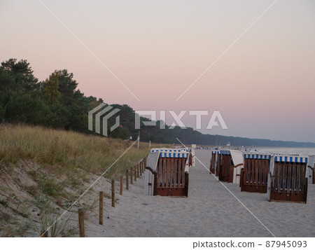 the beach of Binz at the german island of Ruegen the beach of Binz at the german island of Ruegen 87945093