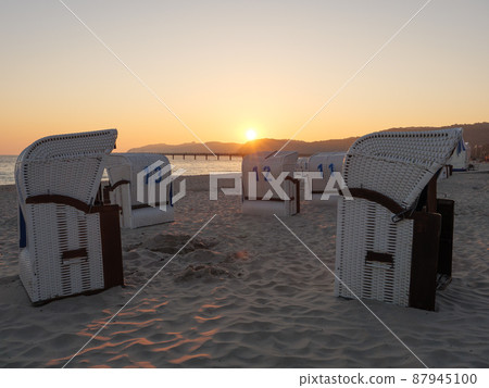 the beach of Binz at the german island of Ruegen the beach of Binz at the german island of Ruegen 87945100