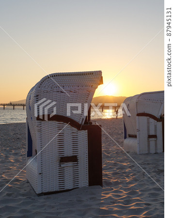 the beach of Binz at the german island of Ruegen the beach of Binz at the german island of Ruegen 87945131