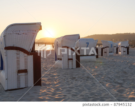 the beach of Binz at the german island of Ruegen the beach of Binz at the german island of Ruegen 87945132