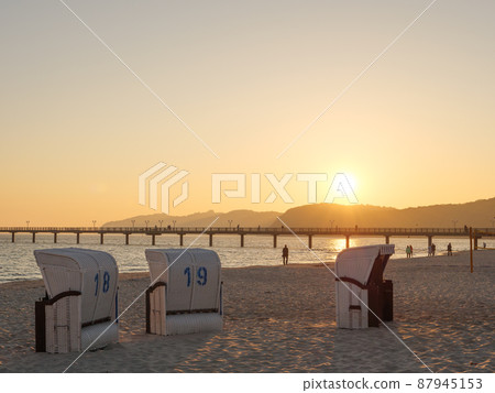 the beach of Binz at the german island of Ruegen 87945153