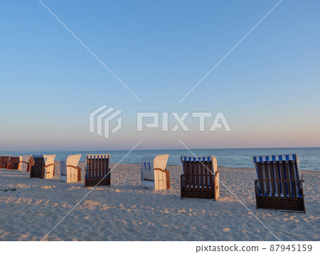the beach of Binz at the german island of Ruegen the beach of Binz at the german island of Ruegen 87945159