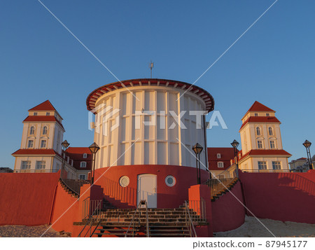 the beach of Binz at the german island of Ruegen the beach of Binz at the german island of Ruegen 87945177