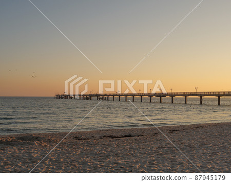 the beach of Binz at the german island of Ruegen the beach of Binz at the german island of Ruegen 87945179