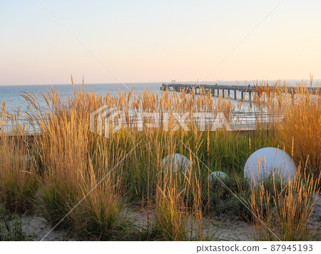 the beach of Binz at the german island of Ruegen 87945193
