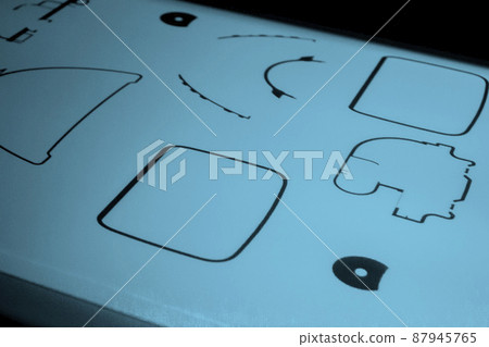 Industrial powder 3D printer printing process close-up. Multi Jet Fusion MJF 87945765