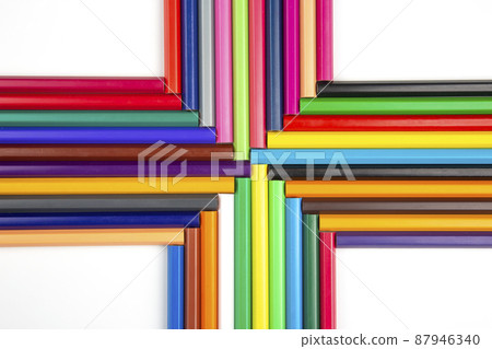 Colored pencils for drawing on a white background. Items for creativity and art Colored pencils for drawing on a white background. Items for creativity and art 87946340