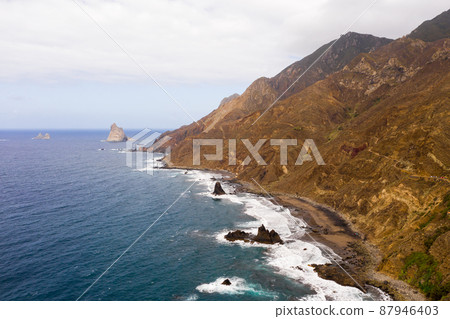 The sandy beach of Benijo on the island of Tenerife.The Canary Islands. Spain 87946403