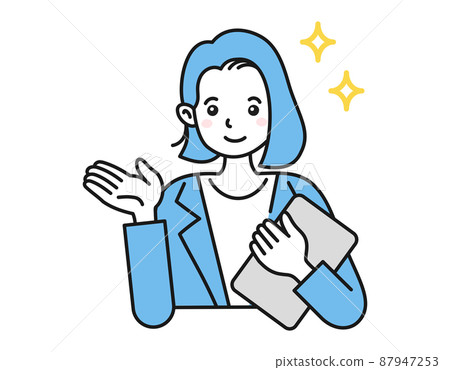 Female business person vector person illustration to explain and guide Female business person vector person illustration to explain and guide 87947253
