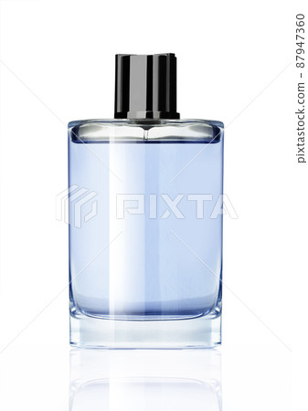 Perfume blue bottle isolated on white background 87947360