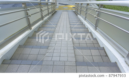 Stairs and railings of pedestrian bridges in the city_21 87947933