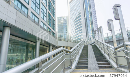Stairs and railings of pedestrian bridges in the city_22 87947934
