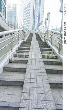 Stairs and railings of pedestrian bridges in the city_23 87947935