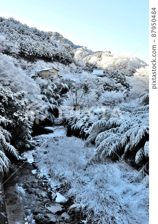 丹澤腳下村莊的雪景 87950484