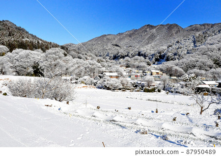 Snow scene in the village at the foot of Tanzawa 87950489