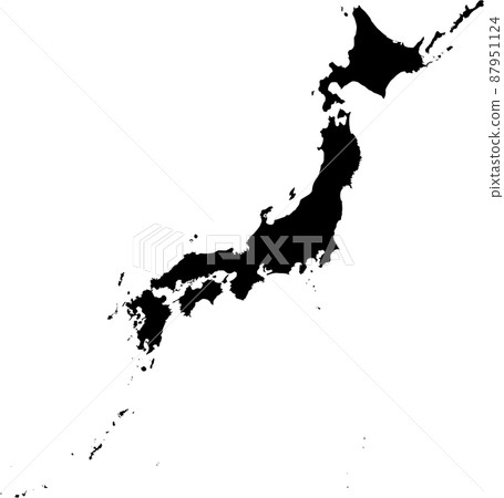 Detailed black Japanese map silhouette Detailed black Japanese map silhouette 87951124