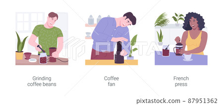 Morning coffee isolated cartoon vector illustrations set. 87951362